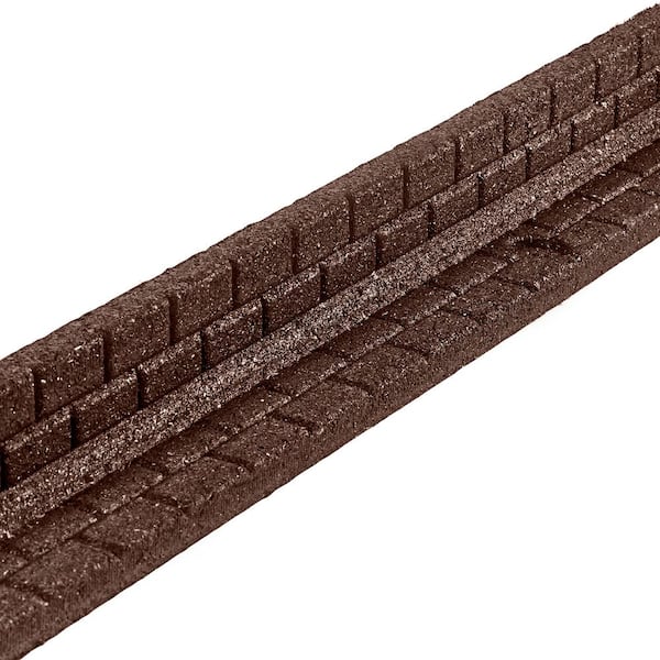 48 in. x 3 in. x 3 in. Brown Brickface Rubber Landscape Edging