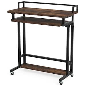 Moronia 31.4 in. Rectangular Brown Engineered Wood Computer Desk with Adjustable Height
