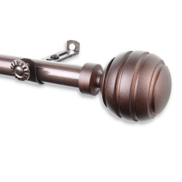 Rod Desyne 66 in. - 120 in. Telescoping Single Curtain Rod Kit in Cocoa with Poise Finial