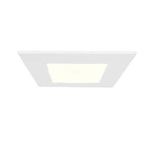 Midway 4 in. Slim Square 2700K-5000K Selectable CCT Remodel Downlight Integrated LED Recessed Light Kit in White