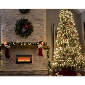 30.5 in. Wall Mount Electric Fireplace with LED Backlights in Black