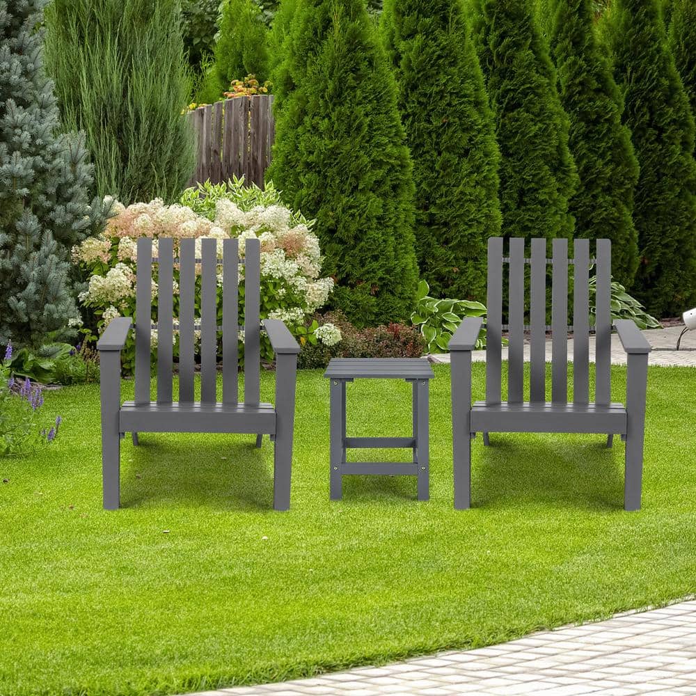 Gray Solid Fir Wood Square Outdoor Side Table