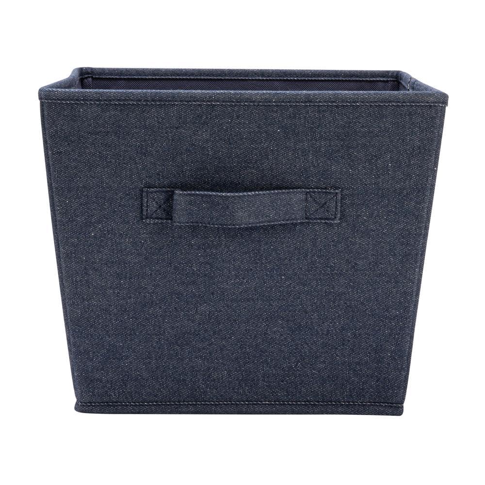Denim Blue Fabric Stackable Storage Cubes with Cloth Handles
