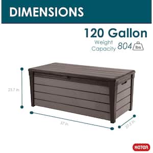 Brushwood 120 Gal. Large Durable Resin Plastic Deck Box Outdoor Storage for Patio Lawn and Garden, Brown
