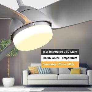 42 in. Indoor/Outdoor Reversible Silver Ceiling Fans with Integrated LED Lights Remote ABS Blades Acrylic Lampshade