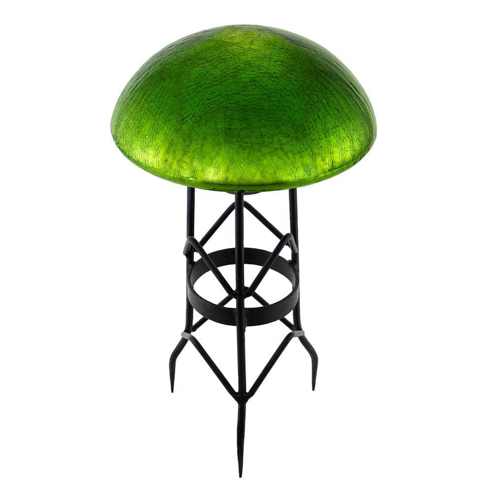 Fern Green Crackle Glass Garden Toadstool Gazing Ball