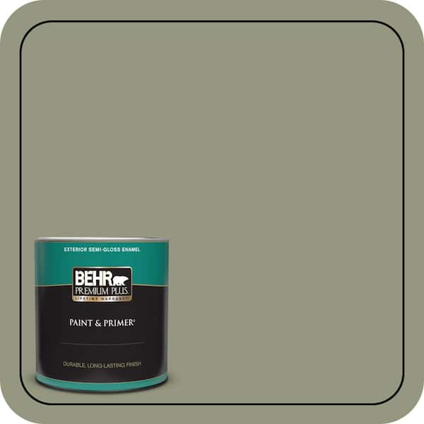 BEHR PREMIUM PLUS 1 qt. #S380-5 Milkweed Pod Semi-Gloss Enamel Exterior Paint & Primer