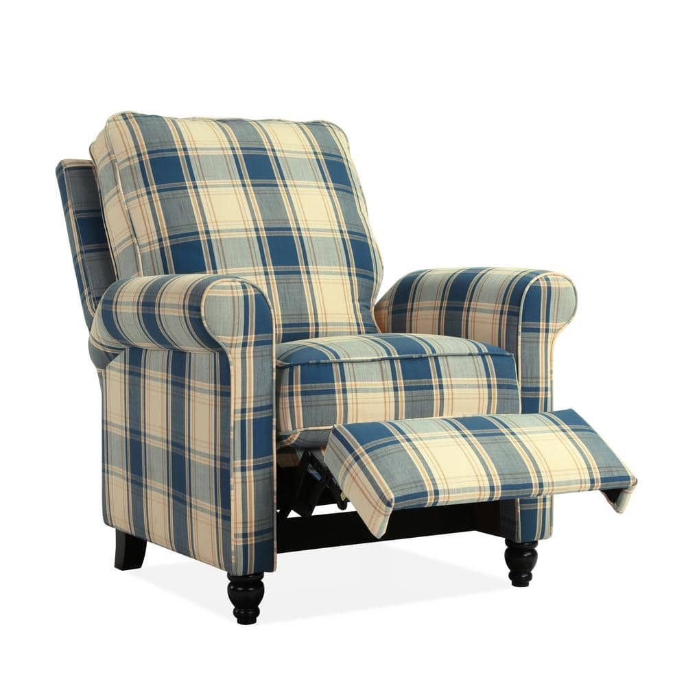 blue checkered recliner