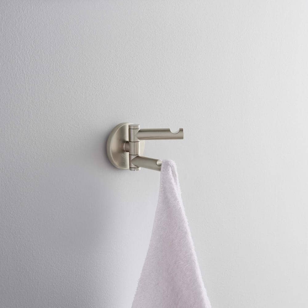 Brushed Nickel Modern Double Swivel Wall Mounted Robe Hook