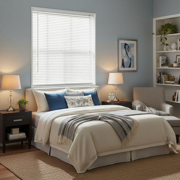 White Cordless Light Filtering No Drill Horizontal Window Blinds
