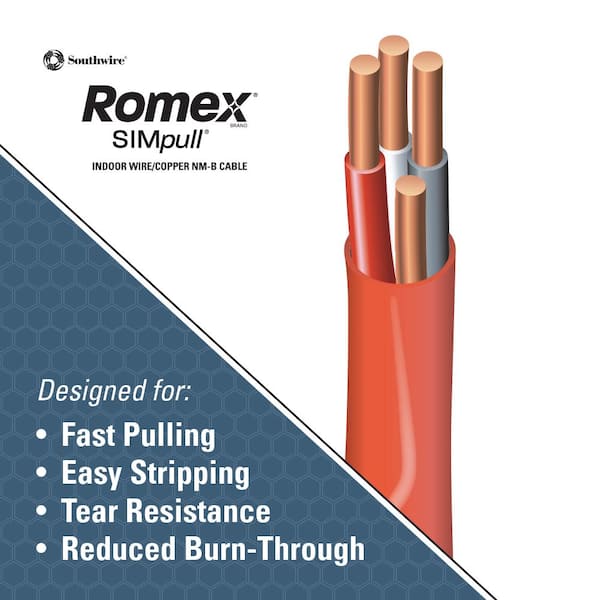 Romex 50 ft simpull electrical wire,CU NM-B 10/3 10-3 guage soild indoor wire 