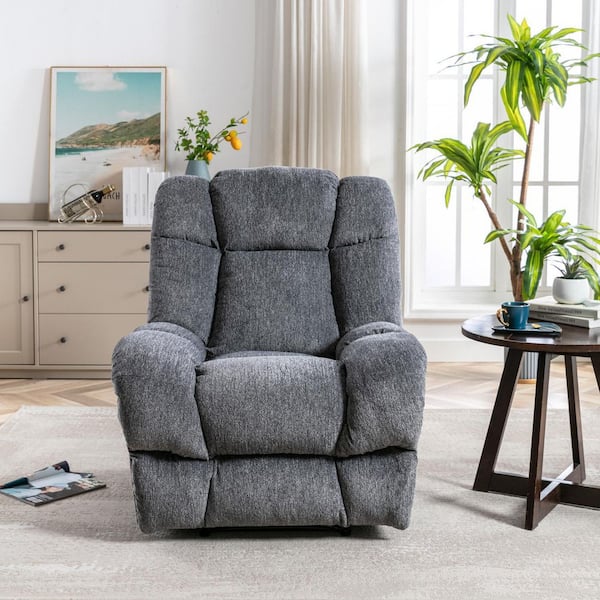 dreamlify Light Gray Recliner Chair with Massage and Heat, Fabric Living Room Reclining Single Sofa Seating with Cup Holders