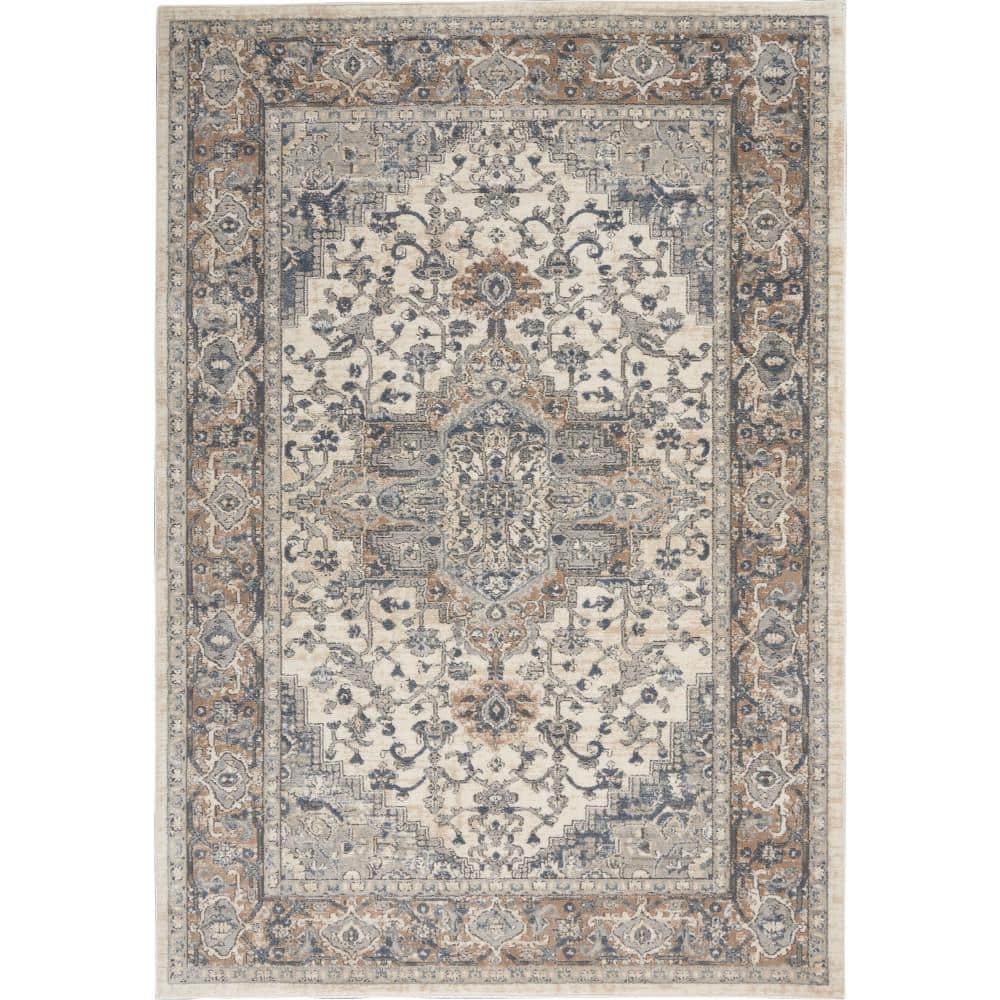 Braided Ivory/Grey Synthetic 6' x 9' Handmade Rectangular Rug
