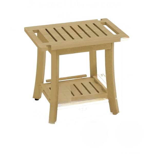 HDPS Series 16 in. W Freestanding Waterproof, Heavy Duty 400LBS, Storage Shelf Shower Bench Seat 16 in. Brown Finish