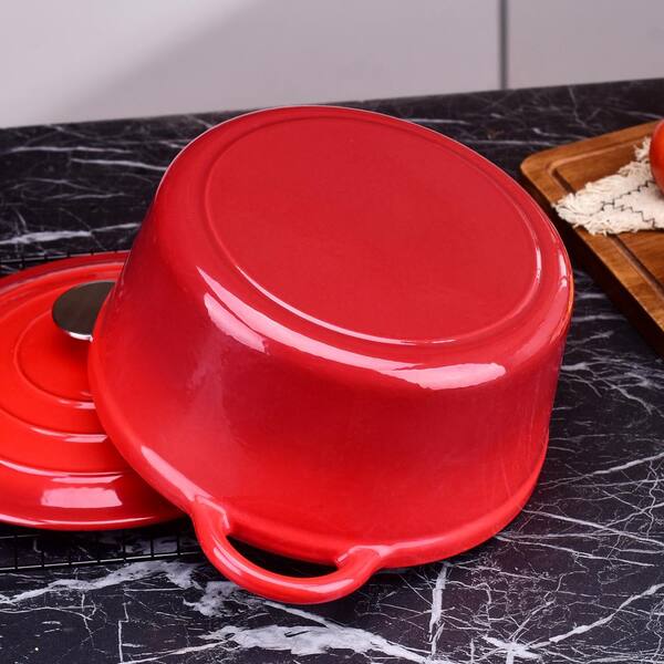 Round Mini Casserole Dish - Red, Cast Iron - Enameled, Stainless