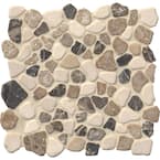 Mix Marble Pebbles 11.42 in. x 11.42 in. x 10 mm Tumbled Marble Mosaic Tile (0.91 sq. ft.)