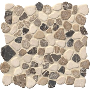 Mix Marble Pebbles 12 in. x 12 in. Textured Marble Mesh-Mounted Mosaic Floor and Wall Tile (0.9 sq. ft./Each)