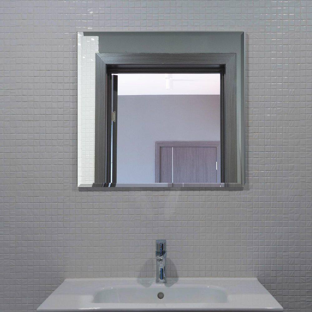 Elegant 18" Square Frameless Beveled Wall Mirror