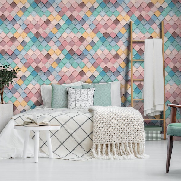 Vintage Tiles Multi Color Wallpaper
