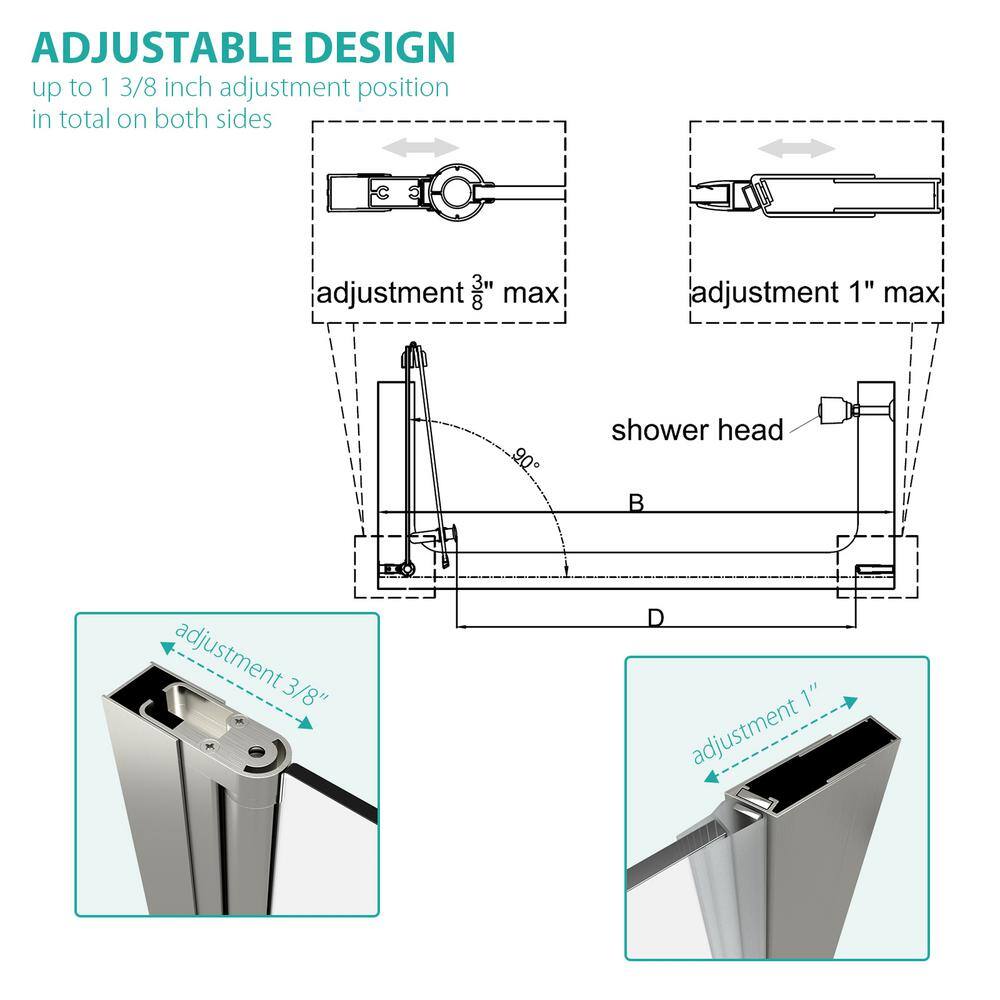 31.4" Brushed Nickel Semi-Frameless Bi-Fold Shower Door with Clear Glass