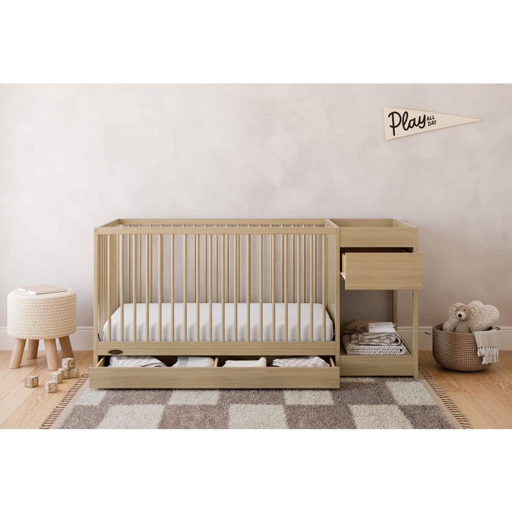 Teddi Driftwood 5-in-1 Convertible Crib and Changer with Drawer