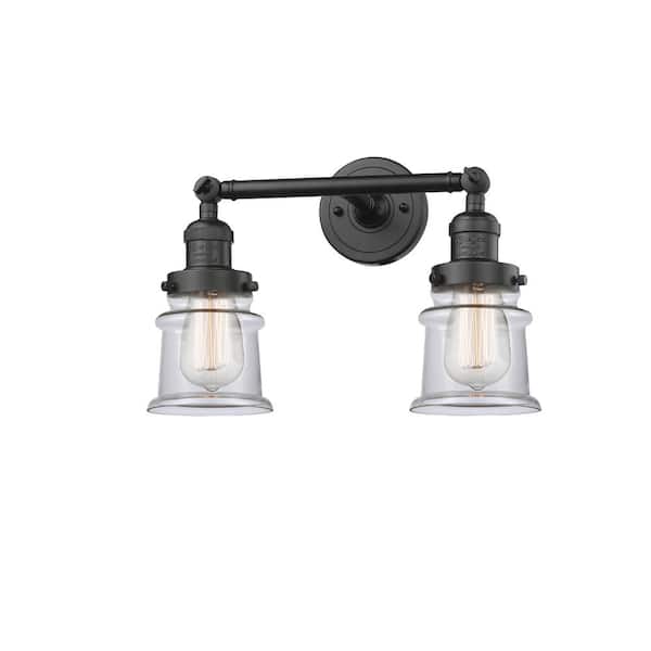 Innovations Small Canton 16.5 in. 2-Light Oil Rubbed Bronze Vanity Light with Clear Glass Shade
