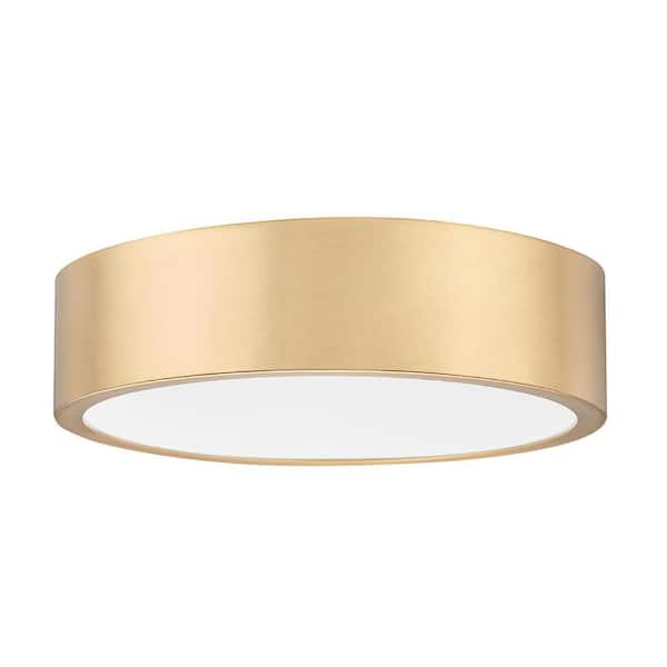 Coronado 16 in. Modern Gold Integrated LED 1 Light Flush Mount with Frosted Plastic Shade