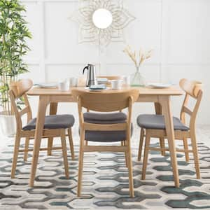 Idalia 5-Piece Dark Grey and Natural Oak Dining Set