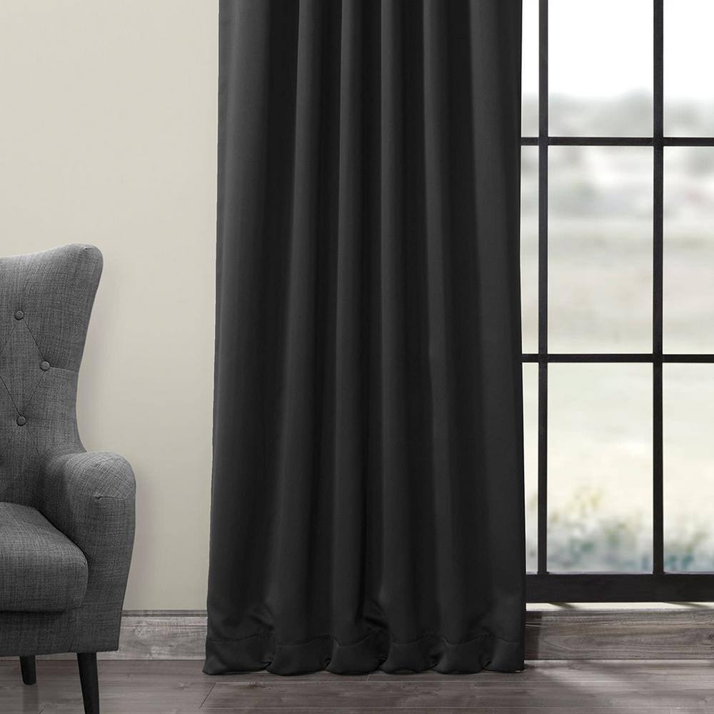 Jet Black Polyester Blackout Puddle Length Drape Panel