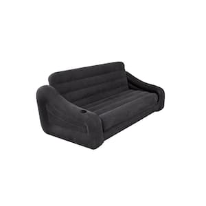 Inflatable Queen Size Pull Out Futon Sofa Couch Sleep Away Bed, Dark Gray