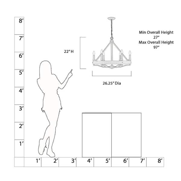 Minka Lavery - Sonoma 6-Light Dark Bronze with Natural Solid Oak Wood Wagon Wheel Chandelier for Dining Room, Kitchen No Bulbs Included
