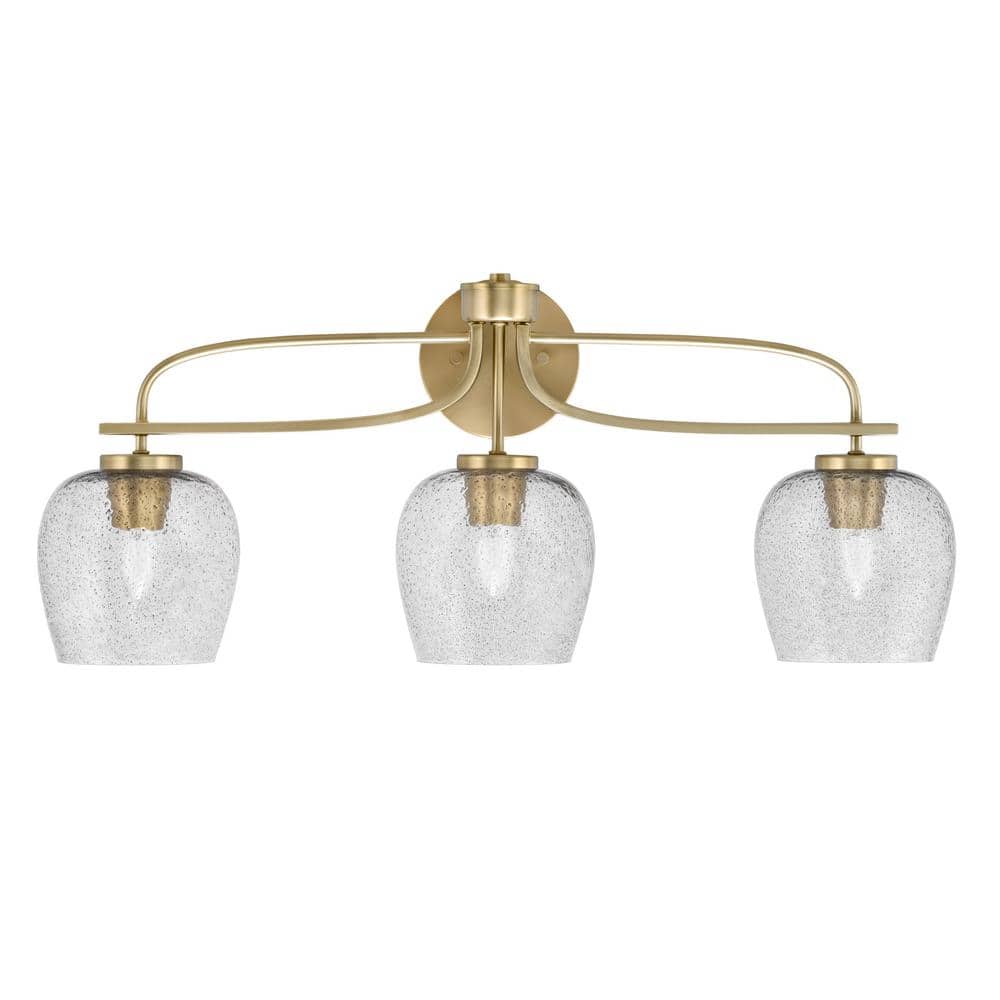 Olympia 27.5 in. 3-Light New Age Brass Vanity Light  Smoke Bubble Glass Sha