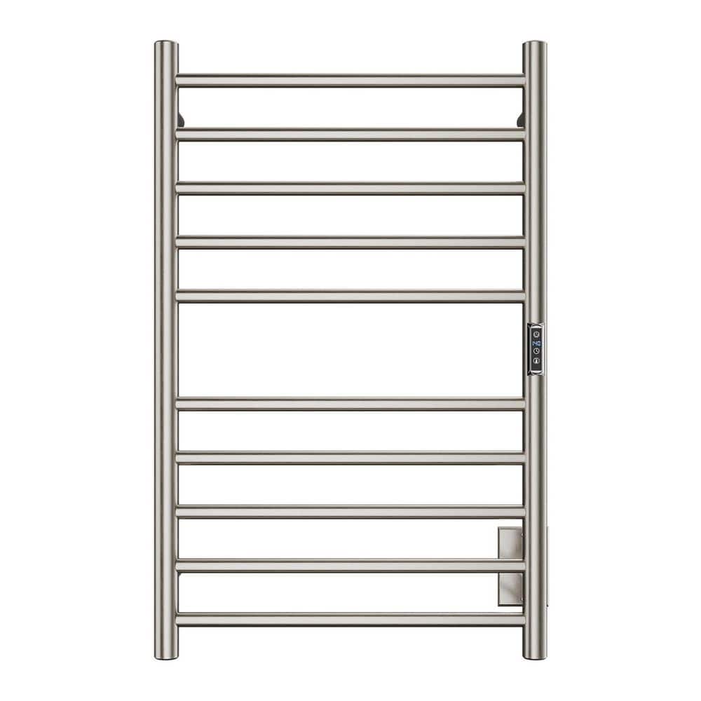 Brushed Nickel 10-Bar Wall Mounted Towel Warmer