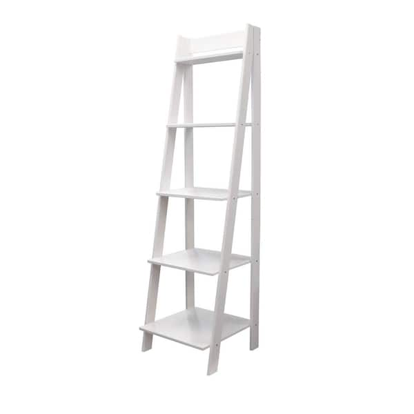 BYBLIGHT 56.5 in. White Wood 5-Shelf Ladder Bookcase Modern Bookshelf with  5-Tier Shelves BB-C0262GX - The Home Depot