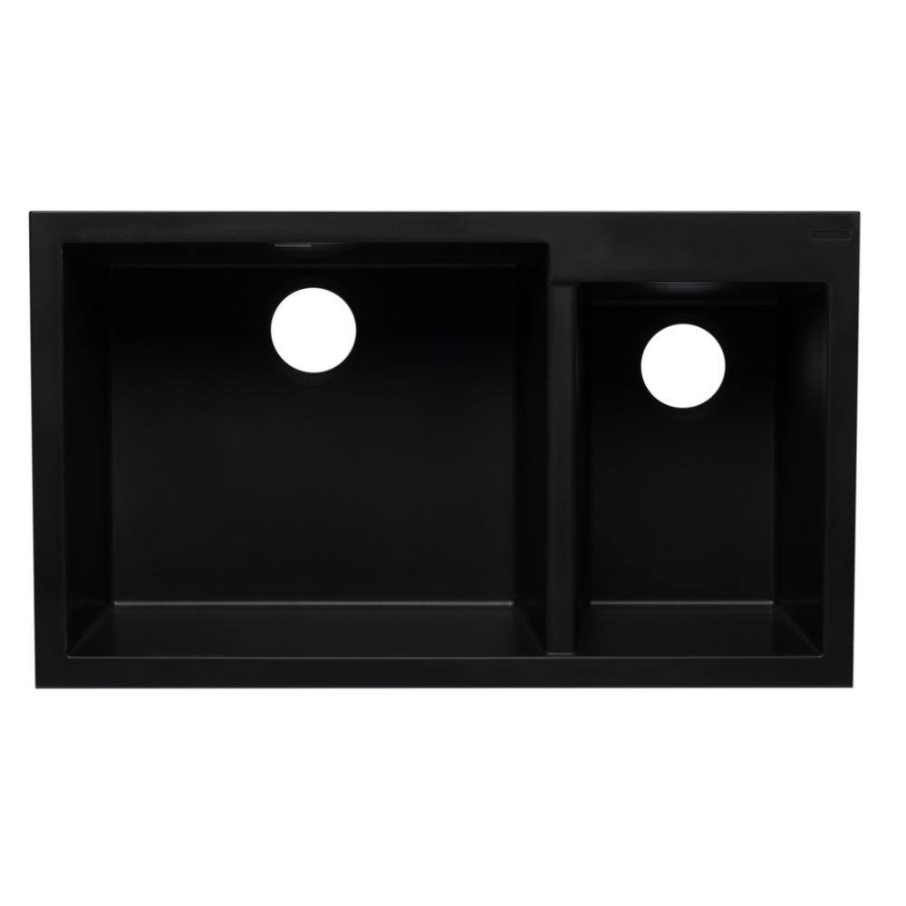 34'' Black Granite Double Bowl Undermount Kitchen Sink