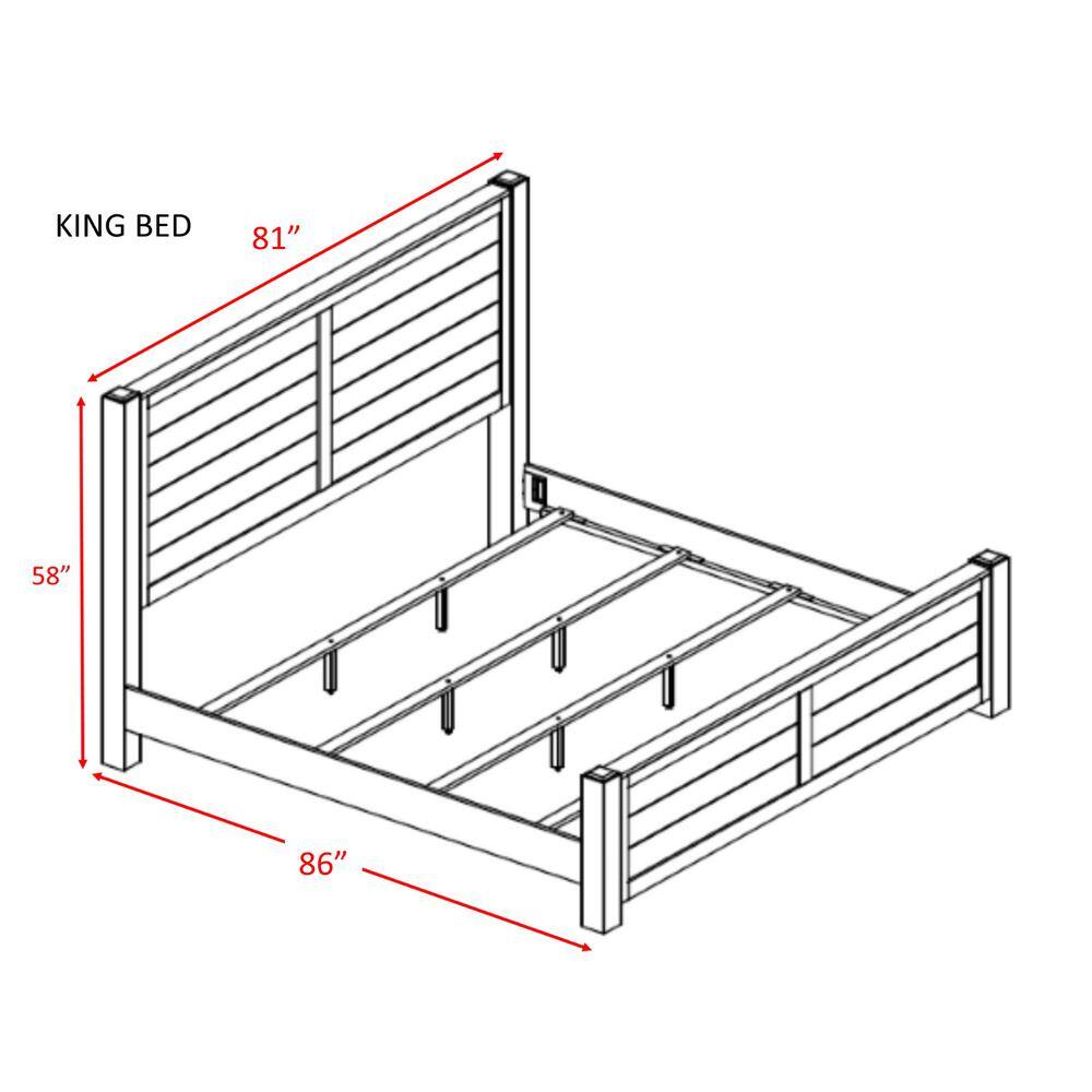 Rustic Brown King Wood Panel Bed with Headboard