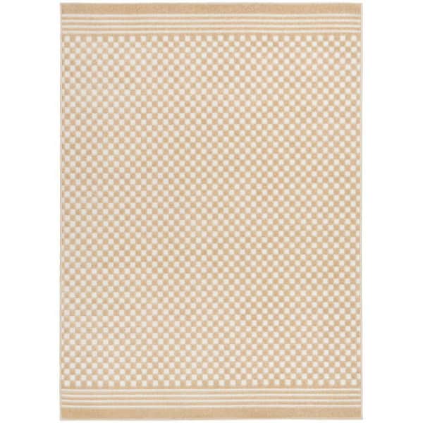 Nourison Casual Taupe 5 ft. x 7 ft. Checker Contemporary Area Rug