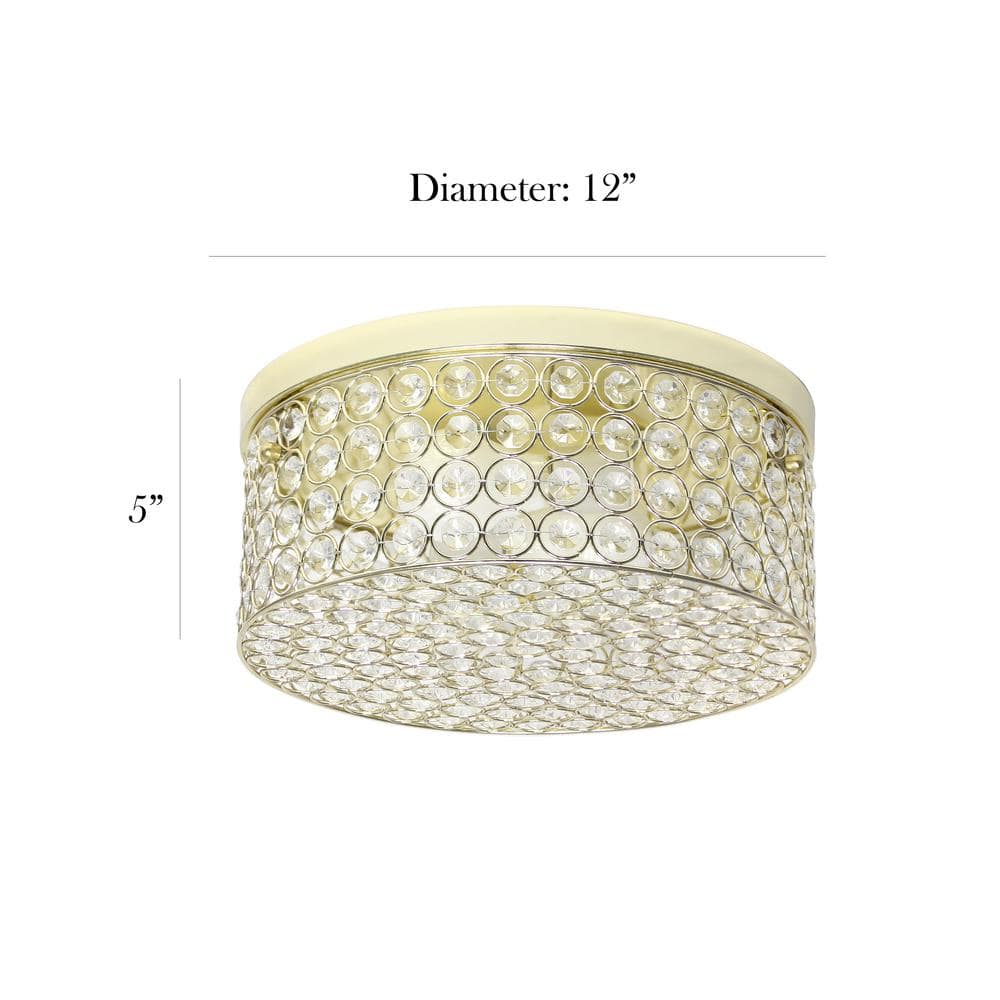 Elipse Gold Crystal 12" Contemporary Ceiling Flush Mount