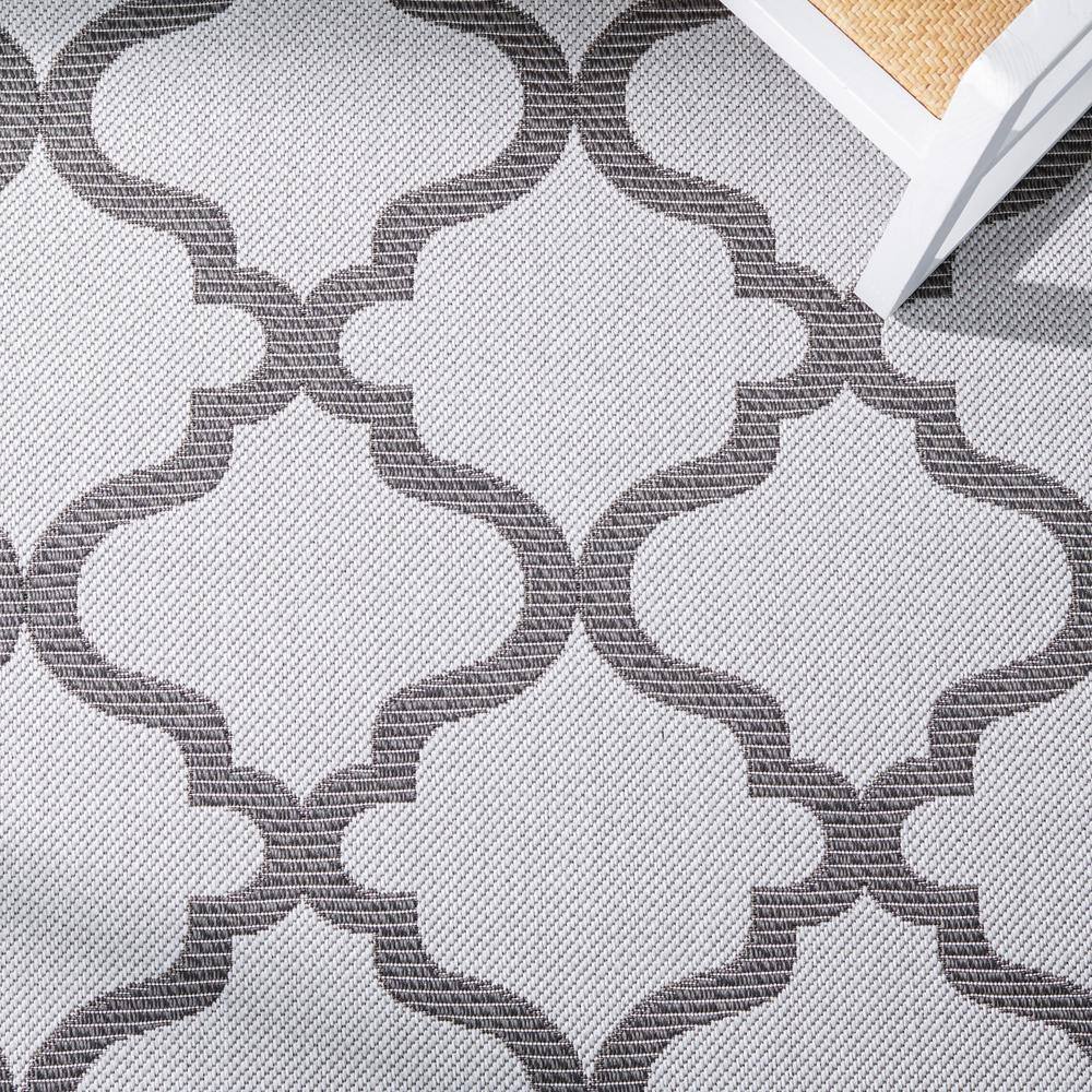 Grey and Brown Geometric Washable Runner Rug 2' x 8'