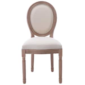 Beige Fabric Upholstered Side Chair French Country Dining Chairs with Rubber Wood Legs, Room Dining Room (Set of 2)