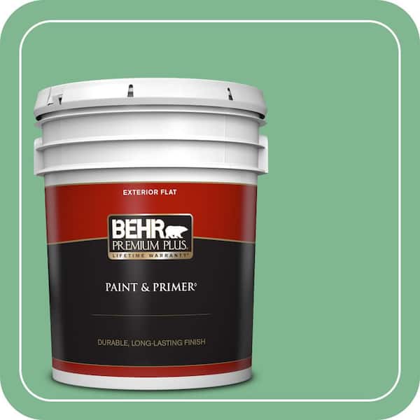 BEHR PREMIUM PLUS 5 gal. #BIC-40 Veiled Chameleon Flat Exterior Paint & Primer
