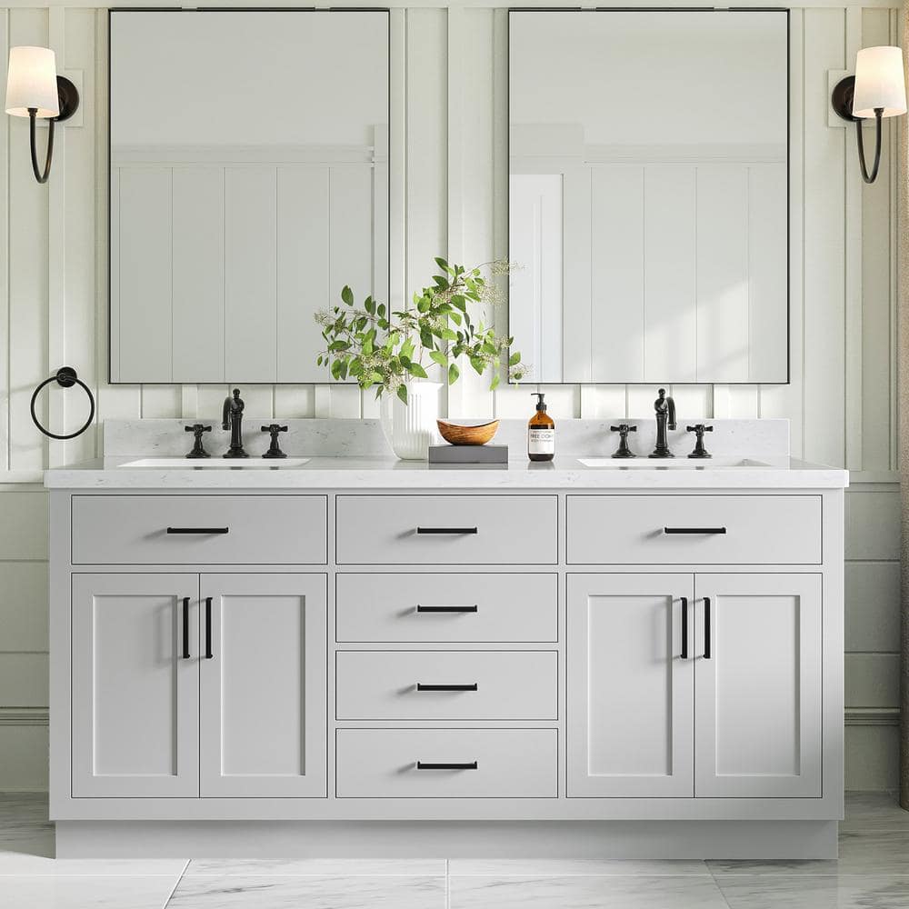 Hepburn 72" Gray Hardwood Double Basin Freestanding Vanity