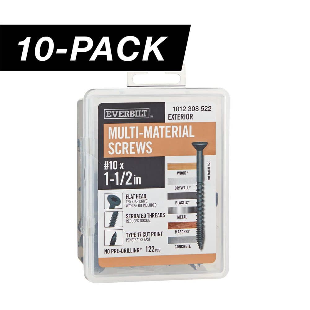 10-Pack #10 x 1-1/2 in. Black 6-Lobe Star Drive Exterior Flat Head Multi-Material Screw (10 lbs. / 1,220-Piece) price history on PriceWatchPro