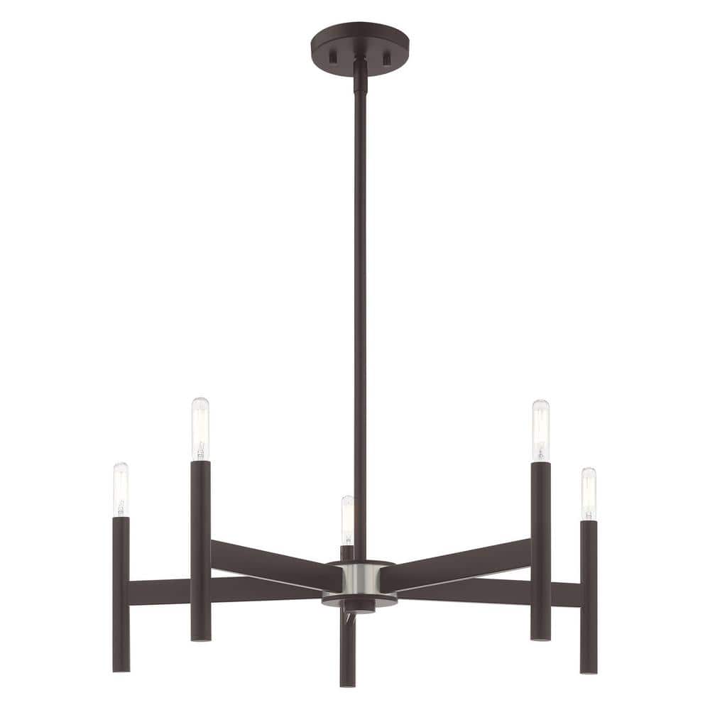 Bronze 5-Light Mid-Century Modern Chandelier