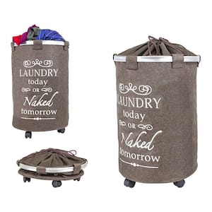 360° Swivel Clothes Hamper Laundry Organizer , Brown