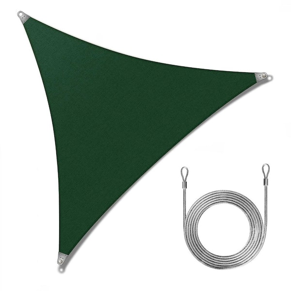 Super Ring 20 ft. x 20 ft. x20ft. Triangle Sun Shade Sail with Cable-Green