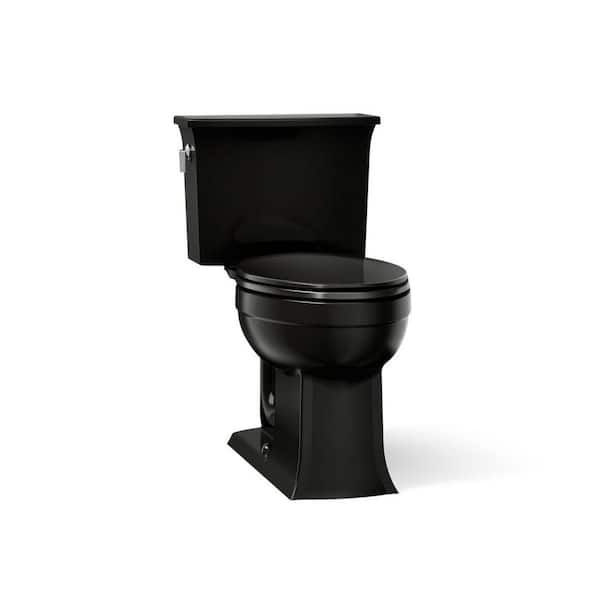 KOHLER Archer 12 in. Rough In 2-Piece 1.28 GPF Single Flush Elongated Toilet in Black Black Seat Not Included