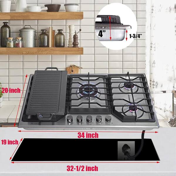 Galway 36 in. Gas Cooktop in Stainless Steel with 5 Burners including Power  Burners and Cast Iron Griddle