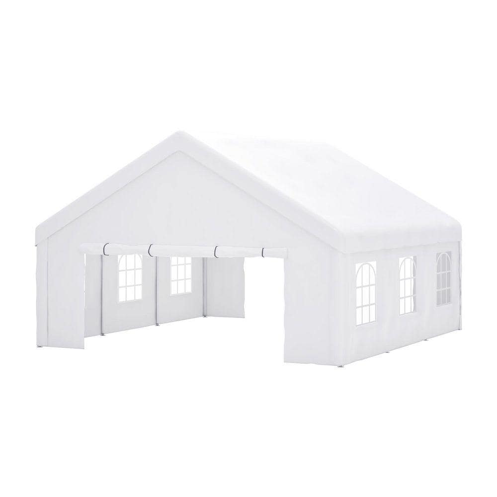 20 ft. x 20 ft. White Party Tent Event Tent with 2-Storage Bags and Removable Sidewalls