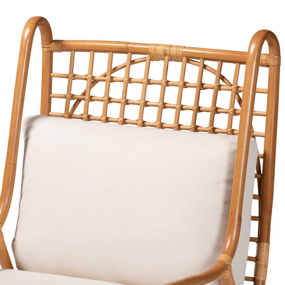 Helina White Geometric Rattan Accent Chair
